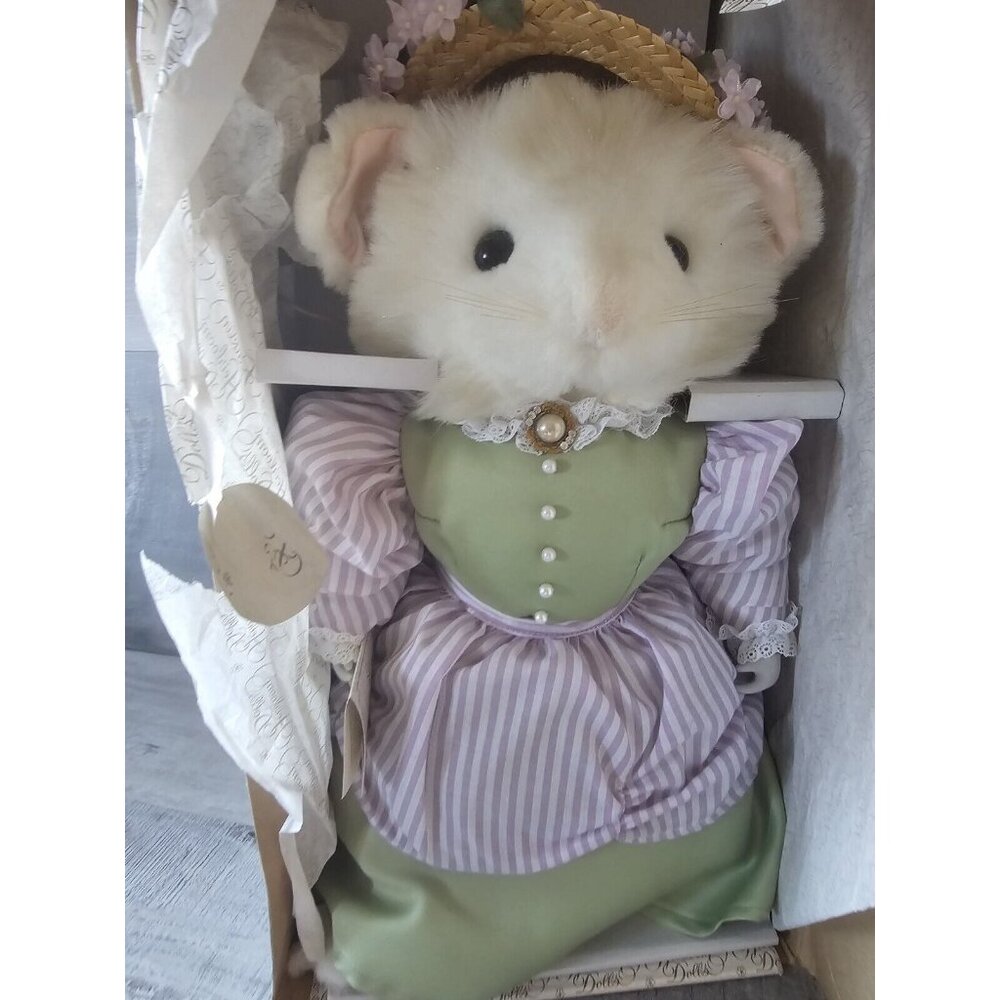 Vtg Franklin Mint Celestine Woodmouse 14" 1985 W Original Box Victorian Mouse